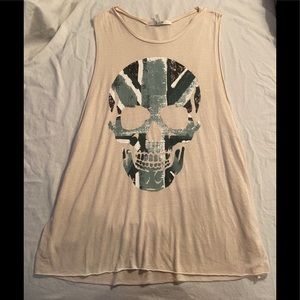 Cream/Beige Skull Print Tank Top (Size M)
